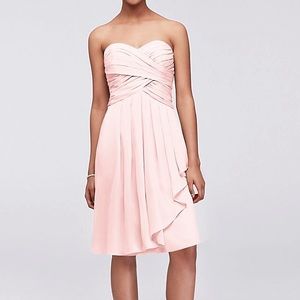 Short Crinkle Chiffon Dress with Front Cascade